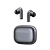 A close-up of the Edifier EvoBuds Pro wireless earbuds resting in their open, space grey charging case.