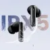 Close-up of HAYLOU Flowbuds N50 black earbuds with water splashes highlighting IPX5 water resistance rating.