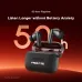 Oraimo SpaceBuds Hayato case with earbuds and 50-hour playtime message on red gradient background