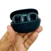Handheld view of QCY Crossky C10 earbuds inside open black charging case highlighting compact portable design and durability.