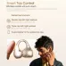 Promotional collage of Realme Buds Clip showcasing ear-fitting design, titanium build, feather-light weight, and bass algorithm.