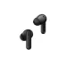 Angled view of black Realme TechLife earbuds displaying stem design and in-ear tips