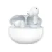 Front view of white Realme TechLife Buds inside open charging case showing both earbuds seated