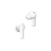 Angled view of white Realme TechLife earbuds showing compact stem design and in-ear tips