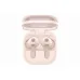 Samsung Galaxy Buds4 pink gold charging case open, glossy finish, molded compartments with charging contacts