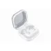 Samsung Galaxy Buds4 white charging case open, glossy finish, molded compartments with charging contacts