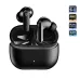 Front view of the black SoundPEATS Q3 Pro wireless earbuds and open charging case with specifications.