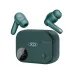 XO G34 ANC Earbuds angled view with green charging case and matching wireless earbuds.