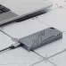 JEYI Meche 1 M.2 NVMe SSD Enclosure connected to laptop showing compact design and high speed data transfer usage