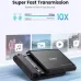 A black Orico 3.5-inch External Hard Drive Enclosure with open lid, highlighting super fast USB 3.0 transmission.
