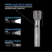Front angled view of Philips SFL2143C4 Torch Light showing high, low, SOS, and strobe modes with telescopic zoom.