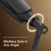 Black hair straightener showing a 360-degree professional swivel cord joint. Text: Effortless Style in Any Angle.