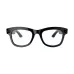 A straight-on view of the black Zeblaze AI Shooting Glasses with clear lenses and cameras/sensors in the corners.