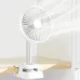Side view of the Jisulife FA13R Portable Clip-On Fan on a desk showing adjustable tilt and smooth airflow direction.