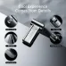Feature layout of the Jisulife Life 9 S Chrome Mini Handheld Fan displaying attachments and cooling performance icons.