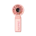 Front view of the Jisulife Life7 Mini Foldable Handheld Fan in pink highlighting slim handle and portable build.