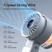Angled airflow view of the Jisulife Life7 Mini Foldable Handheld Fan showing strong wind output and blade design.