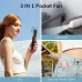 Lifestyle collage view of the Jisulife Life8 F8 3-in-1 Foldable Handheld Fan shown used handheld, on desk, and outdoors.