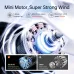 Close‑up cleaning view of the Jisulife Life7 Mini Foldable Handheld Fan (Maltese Edition) showing detachable cover removal.