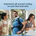 Lifestyle view of the Jisulife Neck Fan Life4 worn around the neck showing hands‑free cooling in outdoor activities.