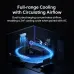 Room airflow view of the Jisulife Table Fan Pro3 Portable Desk Fan showing full‑range cooling with wide air circulation effect.