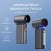 Front view of the Jisulife ULTRA1 Mini Handheld Fan showing advanced metal texture and compact cylindrical design in gray finish.