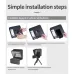 Step-by-step installation guide diagram showing assembly of LENSGO TC7S Teleprompter for Smartphone