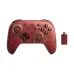 Front view of 8BitDo Ultimate 2 Wireless Wuchang Controller with gold line-art design and matching red USB receiver.