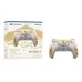 PS5 DualSense Ghost of Yotei edition controller with retail box showing artistic gold brush design and branding.