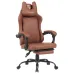 A front-facing view of the brown leather Fantech GC193 gaming chair with black accents and a five-star caster base.