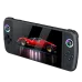 Front angled view of M27 handheld gaming console with RGB joysticks and screen displaying red sports car
