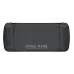 Rear view of M27 handheld console showing dual speaker vents, textured grip, and battery information panel