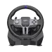 Frontal view of a black and grey PXN V9 GEN2 racing wheel with a blue indicator strip at the top of the wheel rim.