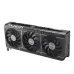 Side angled view of ASUS Prime Radeon RX 9070 XT 16GB GDDR6 OC GPU showing triple-fan shroud with PRIME and ASUS branding.