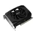 Angled view of PNY RTX 5050 8GB single fan GPU showing compact size, cooling fan, and PCIe connector detail