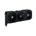 Angled view of PowerColor Hellhound RX 9070 showing triple fan setup, sleek design, and robust cooling system