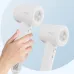Angled view of Beautyshecare AeroGlow Hair Dryer highlighting sleek design with ergonomic handle and dual device display.