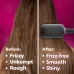 Back view showing the Philips BHH880 Hair Straightener smoothing out frizzy long hair in a before-and-after shot.