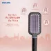Front view of the Philips BHH880 Hair Straightener heated brush head against a pink background.