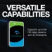 Front view of Seagate Skyhawk AI HDD with label highlighting support for 64 HD streams and 32 AI streams.