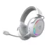 White AJAZZ AHM10 MAX Headphone with RGB lighting on earcups, adjustable microphone, and padded design.