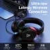 AJAZZ AHM10 MAX Headphone in black and red shown with laptop, USB dongle, and Type-C dual connection features.