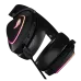 Close-up of ASUS ROG Delta II gaming headset, showing RGB lighting, controls, and braided cable.