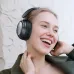 Lifestyle close-up of BWOO BO-BW589 ANC Bluetooth Wireless Headphone worn on head during listening activity indoors