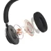 Exploded view diagram showing the internal 40mm speaker driver, components, and ear pad assembly of the Fantech WH07A headset.