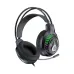 Black HD-450 gaming headset with RGB lighting, dual headband design, cushioned earcups, and adjustable boom mic