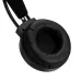 Close-up view of the T-WOLF H130 gaming headset showing the soft leatherette eartip cushion and flexible suspension headband bracket.