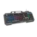 T-WOLF T16 black wired gaming keyboard with multi-color RGB backlighting, featuring a full-size layout and a metal-style frame with top cutouts.