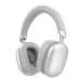 Front angled view of the XO BE55 ANC Wireless Bluetooth Headphone showcasing its silver earcups and cushioned headband
