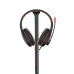 Front view of the Meetion BK300 Smart Lighting Headset Stand holding headphones with vertical RGB light strip and sturdy round base.